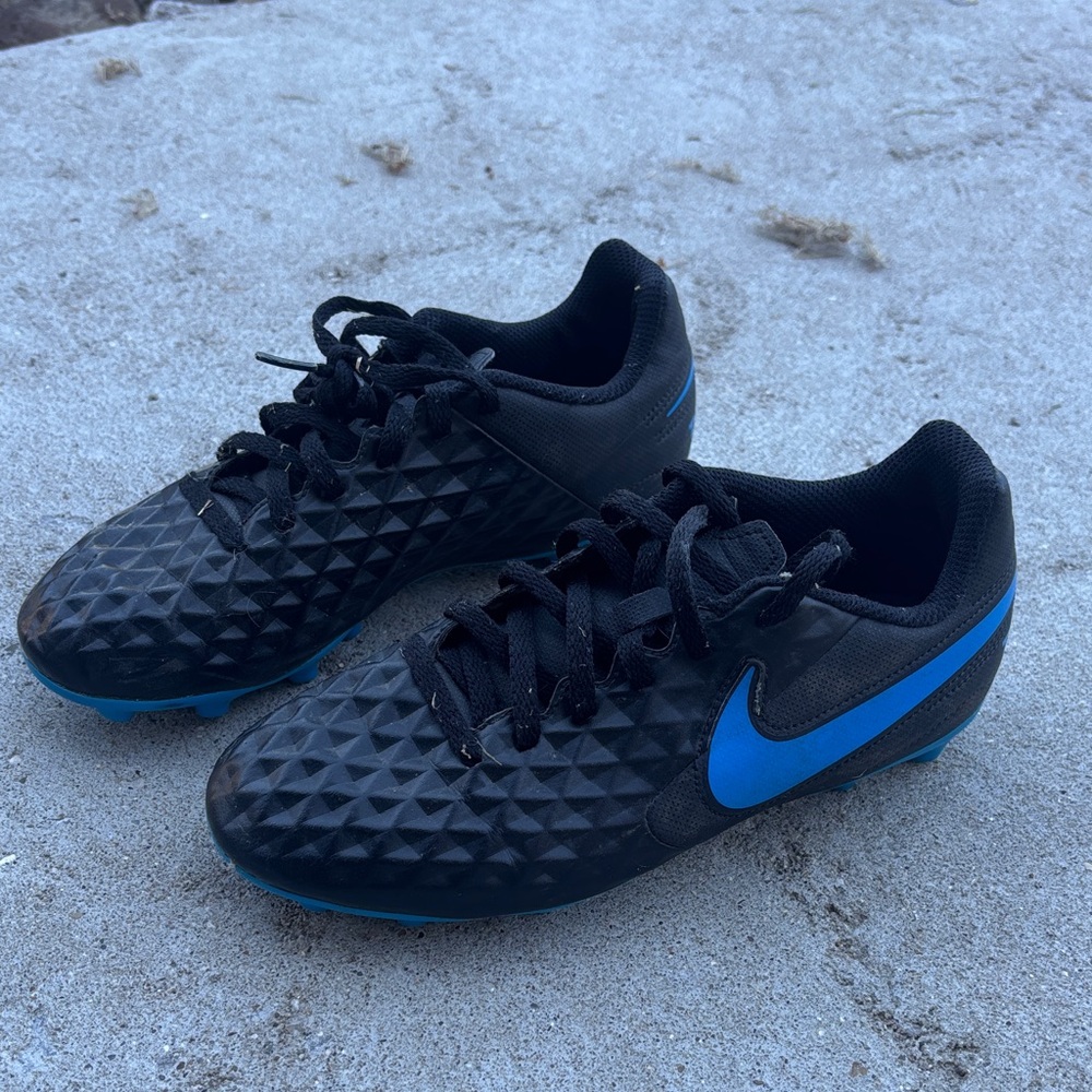 Nike Kids Black and Blue Soccer Shoes